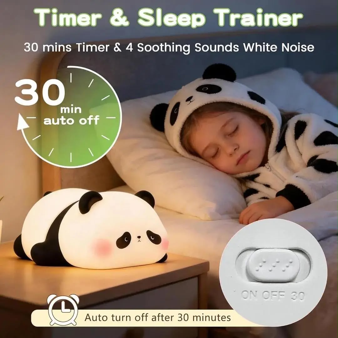 Rechargeable Panda Silicone Table Lamp – Soft LED Night Light for Kids & Bedroom