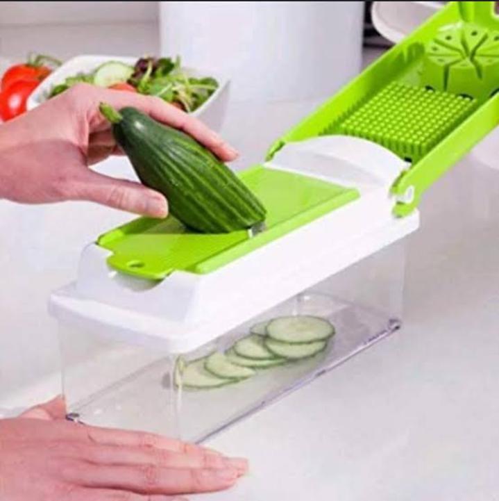 Nicer Dicer Plus 14-in-1 Vegetable & Fruit Chopper – Multifunction Kitchen Tool with Interchangeable Blades | Green