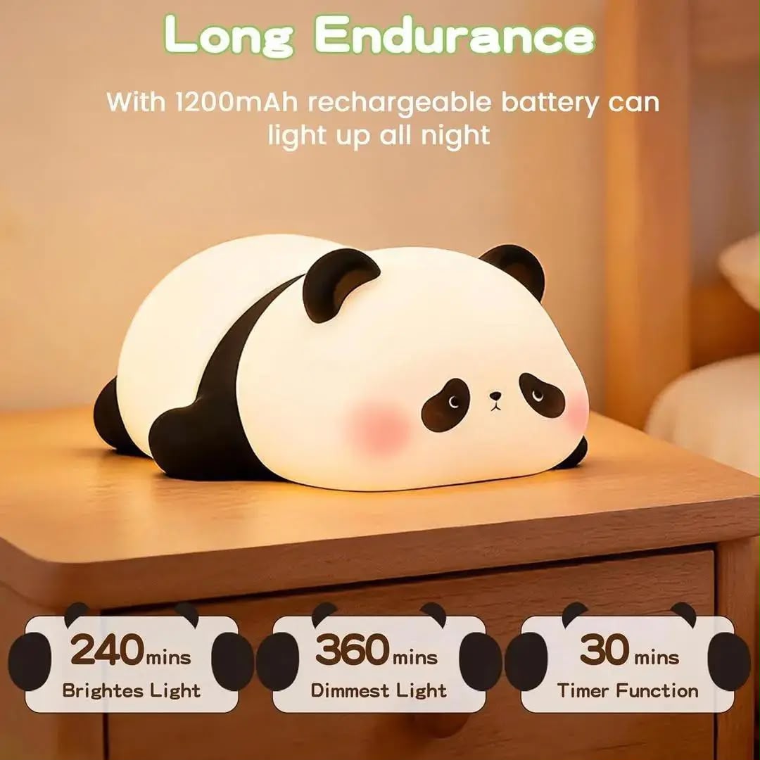 Rechargeable Panda Silicone Table Lamp – Soft LED Night Light for Kids & Bedroom