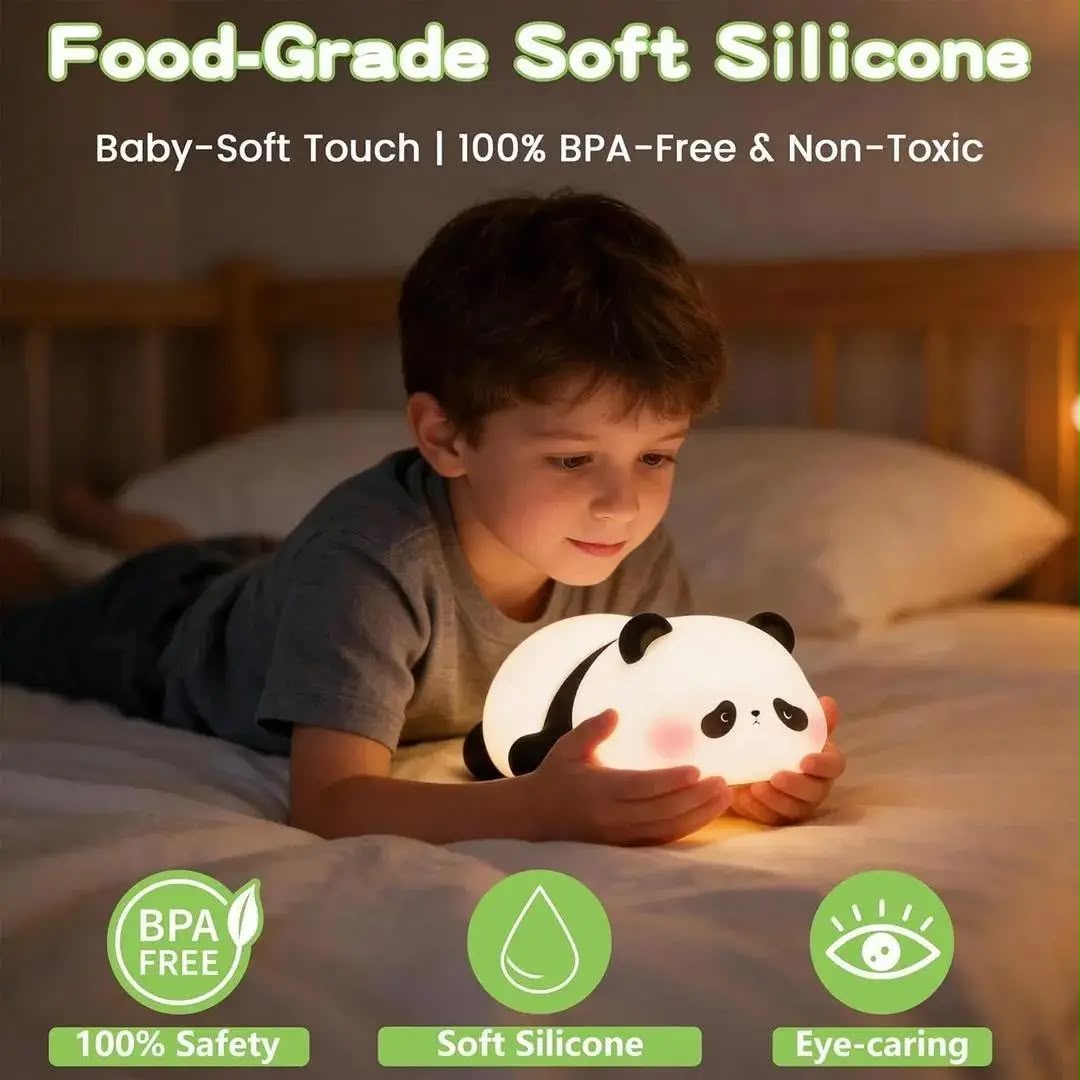 Rechargeable Panda Silicone Table Lamp – Soft LED Night Light for Kids & Bedroom